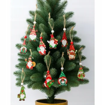 Ozdoby choinkowe zawieszki DREWNIANE skrzaty ZESTAW prezentowe 12szt