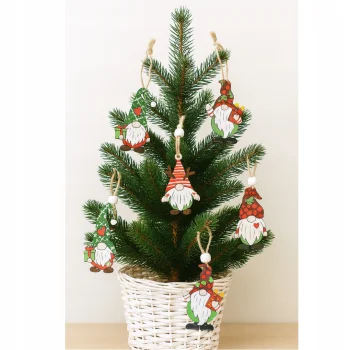 Ozdoby choinkowe zawieszki DREWNIANE skrzaty 12szt prezent mikołajki