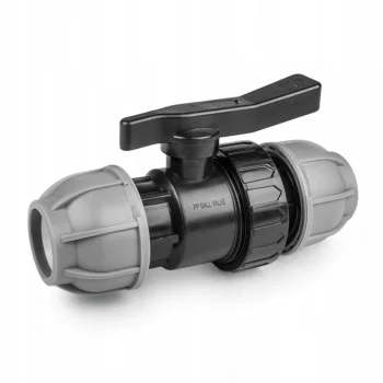 Zawór Kulowy Skręcany PE do Rury Węża Linii kroplującej ODCINAJĄCY fi 20mm