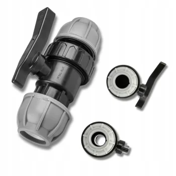 Zawór Kulowy Skręcany PE do Rury Węża Linii kroplującej ODCINAJĄCY fi 20mm