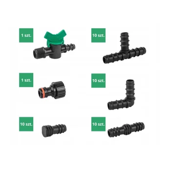 ZESTAW DO NAWADNIANIA KROPELKOWEGO LINII KROPLUJĄCEJ 42 ELEMENTY ZŁĄCZKI