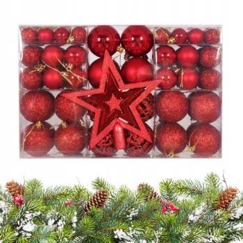 BOMBKI CHOINKOWE czerwone DUŻY ZESTAW NA ŚWIĘTA 100SZT DEKORACJE NIETŁUKĄCE