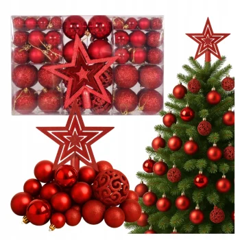 BOMBKI CHOINKOWE czerwone DUŻY ZESTAW NA ŚWIĘTA 100SZT DEKORACJE NIETŁUKĄCE