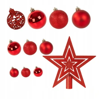 BOMBKI CHOINKOWE czerwone DUŻY ZESTAW NA ŚWIĘTA 100SZT DEKORACJE NIETŁUKĄCE