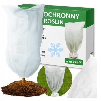 KAPTUR OCHRONNY ZIMOWY DO ROŚLIN NA ZIMĘ 60x80cm WOREK TORBA SZNUR 50g/m