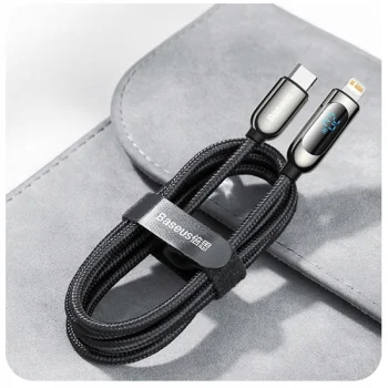 BASEUS Kabel USB-C Lightning pomiar prądu 20W 1m