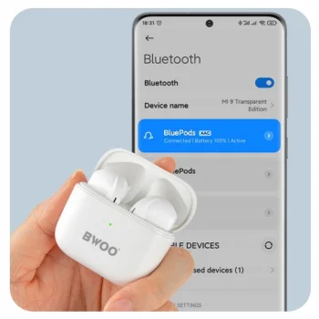 BWOO Bezprzewodowe słuchawki Bluetooth TWS etui
