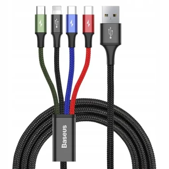 Kabel 4w1 Lightning Micro USB 2xUSB-C - 3,5A 1,2m