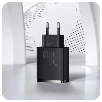 Baseus Ładowarka sieciowa 2x USB USB-C QC PD 30W