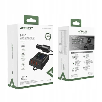 Acefast Rozdzielacz z adapterem - Ładowarka samochodowa 3x USB 1x USB-C 90W