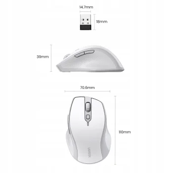 Myszka bezprzewodowa optyczna Ugreen 2.4Ghz + Bluetooth BT - 4000DPI Biała