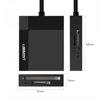 Przenośny Czytnik kart pamięci 4w1 USB 3.0 do 5Gbps SD micro SD CF MS 50cm
