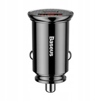 BASEUS - Szybka Ładowarka samochodowa USB + USB-C - 5A 30W