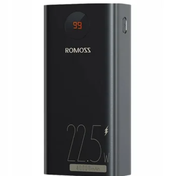 Romoss Duży Powerbank 40000 mAh czarny - Szybkie Ładowanie 22,5W PD QC3.0
