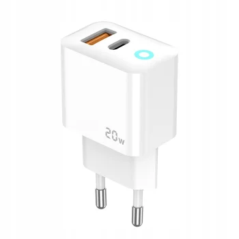 JELLICO Ładowarka 20W - 2 porty USB + Kabel do iPhone 1m, Szybka QC 3.0, PD