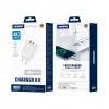 JELLICO Ładowarka 40W GaN + Kabel 1m PD. 2 porty USB-C Szybkie ładowanie QC
