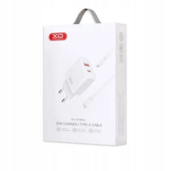 XO Zestaw Ładowarka 20W 3A + Kabel USB-C - Szybkie ładowanie QC 3.0 2 x USB
