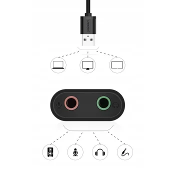 UGREEN Karta dźwiękowa muzyczna adapter JACK USB