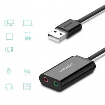 UGREEN Karta dźwiękowa muzyczna adapter JACK USB