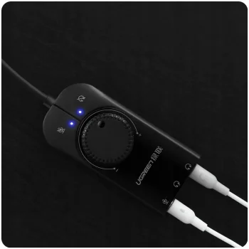 UGREEN Karta dźwiękowa muzyczna adapter JACK USB Z regulacją i przyciskami