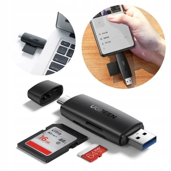 Adapter Czytnik kart Pamięci 2in1 USB 3.0 + USB-C 5Gbps - SD microCF OTG