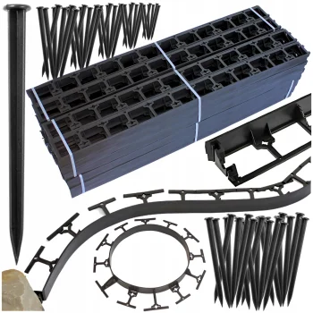 50x Obrzeże Trawnikowe Eko Geo Bord 45mm 50m + 150 kotw Ogrodowe Proste Do Drzew