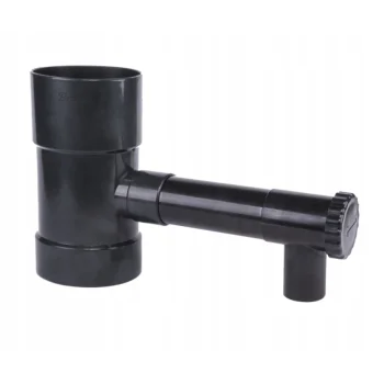 Łapacz Wody Deszczowej do Rynny 90 mm z Zaworem i Przyłączem Czarny Bradas