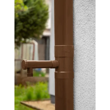 Łapacz Wody Deszczowej do Rynny 90 mm z Zaworem i Przyłączem Brązowy Bradas