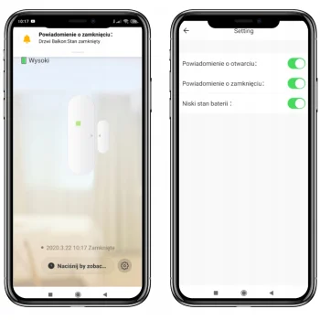 Czujnik Otwarcia drzwi WiFi okna bramy Kontaktron TUYA Smart Life
