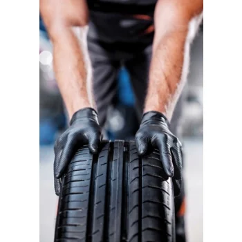 Rękawiczki Nitrylowe M 3D Czarne Mocne GRUBE Warsztatowe 100 szt MedaSept