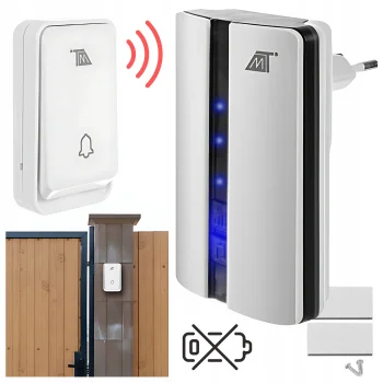Bezprzewodowy Dzwonek Do Drzwi Furtki Kinetyczny Bezbateryjny Radiowy IP44