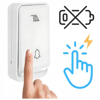 Bezprzewodowy Dzwonek Do Drzwi Furtki Kinetyczny Bezbateryjny Radiowy IP44