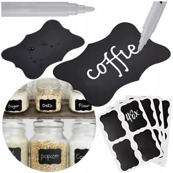 Naklejki Na Słoiki Przyprawy Przetwory Etykiety Zmywalne Na pojemniki 48szt