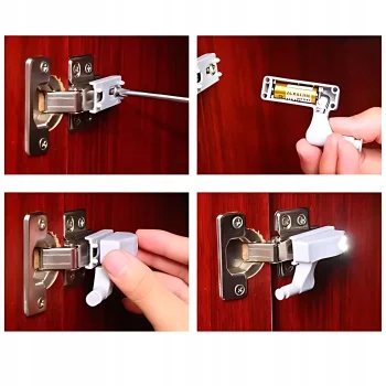 Oświetlenie Lampka LED do szafli półki na Zawias - 3 diody LED Automatyczna