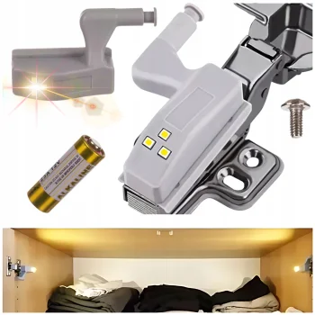 Oświetlenie Lampka LED do szafli półki na Zawias - 3 diody LED Automatyczna