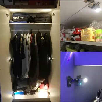 Oświetlenie Lampka LED do szafli półki na Zawias - 3 diody LED Automatyczna