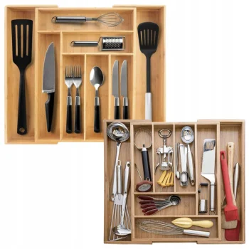 Organizer Do Szuflady Na Sztućce Kosmetyki Biżuterię BAMBUSOWY Regulowany