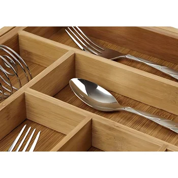 Organizer Do Szuflady Na Sztućce Kosmetyki Biżuterię BAMBUSOWY Regulowany