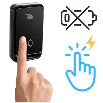 Bezprzewodowy Dzwonek Do Drzwi Furtki Kinetyczny Bezbateryjny Radiowy IP44