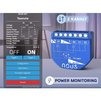 Sterownik WiFi 2 kanałowy Rolet ESP32 z OpenSource dla Tasmota HomeKit Supla 2C