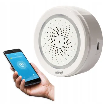 2w1 Syrena Alarmowa 100db + Czujnik Temperatury i Wilgotności - WiFi TUYA