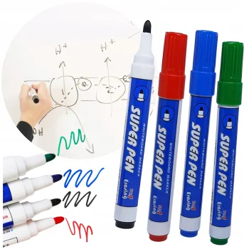 Markery Pisaki Suchościeralne Do Tablic Suchościeralnych 4 kolory Zestaw