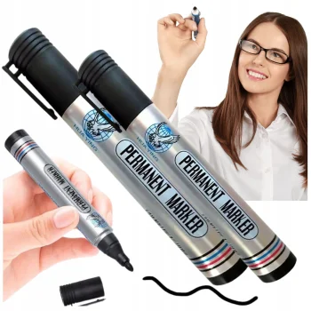 Markery Pisak Permanentny Wodoodporny Czarny Trwały Okrągły 2 sztuki 2x