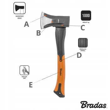 Siekiera Rozłupująca 2kg Włókno Szklane FIBERGLASS Bradas 80cm Do Drewna