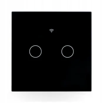 Sterownik Przełącznik Ścienny WiFi 2 Kanałowy Światła Dotykowy TUYA Czarny