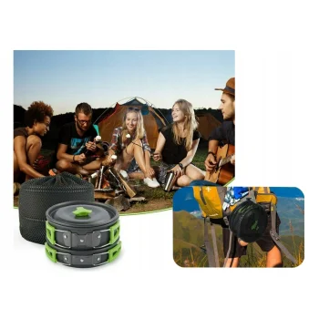 Zestaw Naczyń Garnków Turystycznych Komplet Sztućców na Kemping 18el Etui