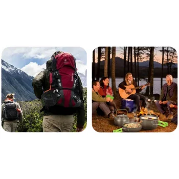 Zestaw Naczyń Garnków Turystycznych Komplet Sztućców na Kemping 18el Etui