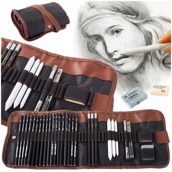 Zestaw Ołówków Do Szkicowania Rysowania Cieniowania 29 elementów