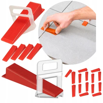 System Po Poziomowania Płytek Klipsy Kliny kołki Zestaw 100 Klinów Szczypce