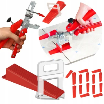 System Po Poziomowania Płytek Klipsy Kliny kołki Zestaw 100 Klinów Szczypce